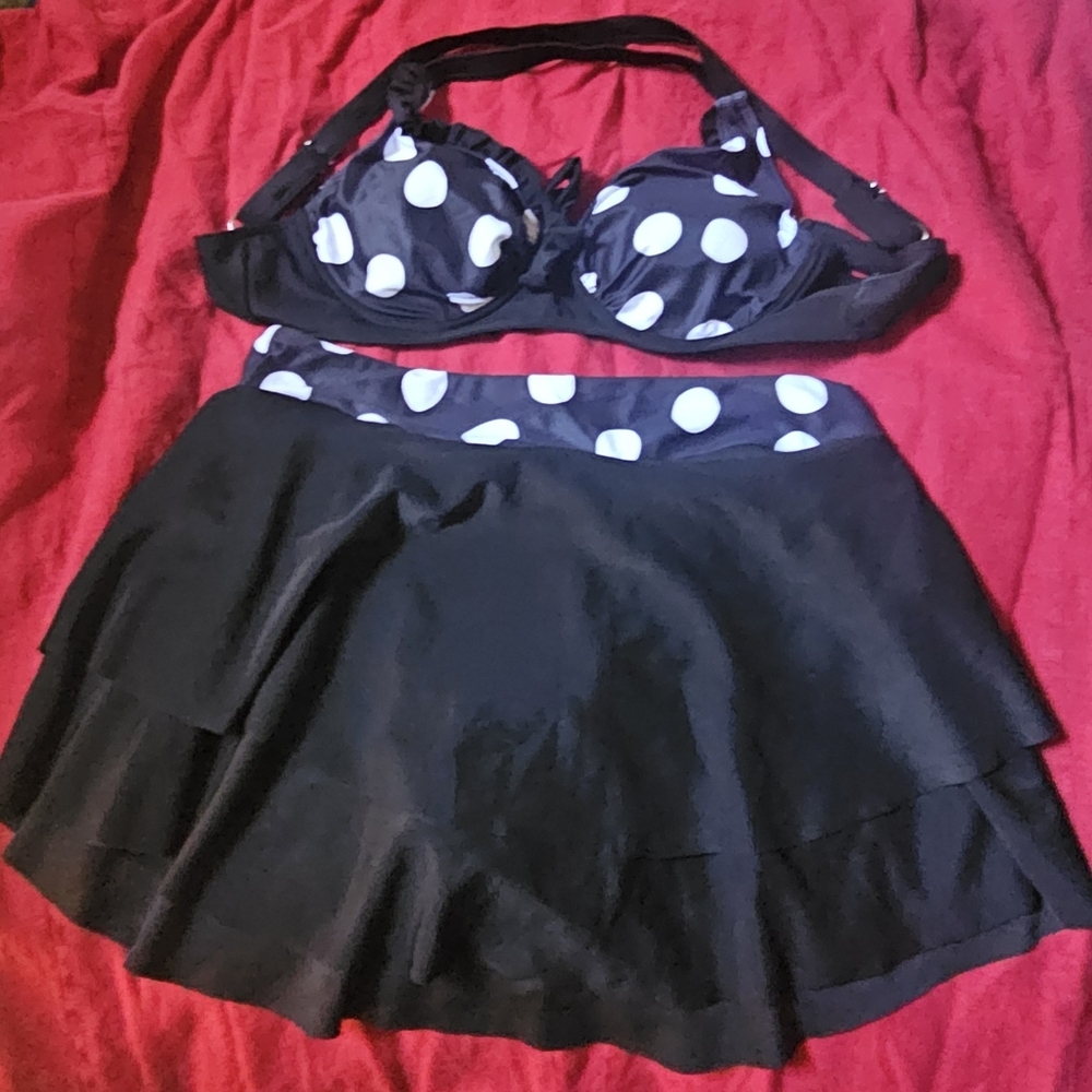 Black and White Polka Dot Swim Set Size Large/12